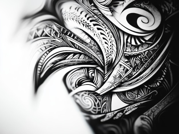 Photo tribal tattoo design with bold sweeping curves and sharp edges