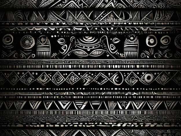 tribal texture line art black background