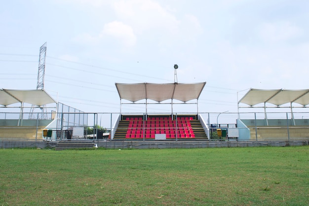 Photo tribune seat on the stadium sport at noon