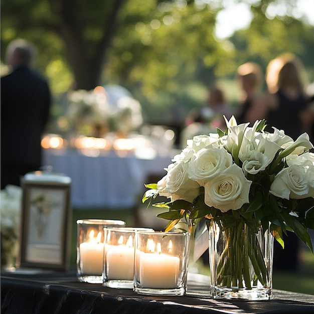 Photo tribute event featuring a slideshow or video montage of the deceased