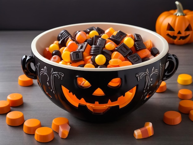 Trick or Treat Halloween Jack o Lantern candy bowl