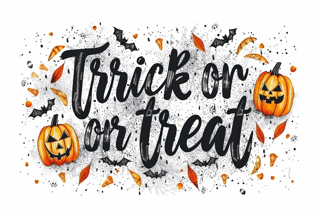 Photo trick or treat halloween text 2d super high detail