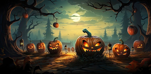 Trick or Treat Jack O Lantern pumpkin on treat or trick fun party celebration background design