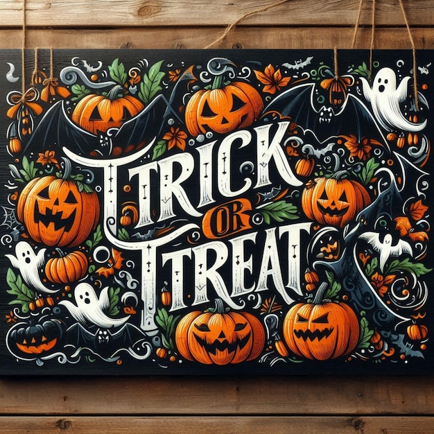 Photo trick or treat lettering card