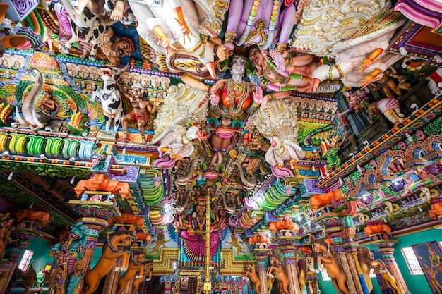 TRINCOMALEE, SRI LANKA - FEBRUARY 15, 2017: Pathirakali Amman Temple or Pathrakali Ambal Kovil interior. It's a Hindu temple dedicated to goddess Bhadrakali, form of goddess Kali Amman.