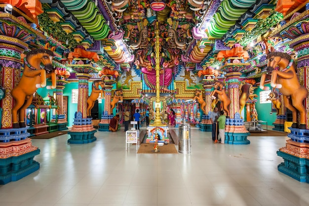 TRINCOMALEE, SRI LANKA - FEBRUARY 15, 2017: Pathirakali Amman Temple or Pathrakali Ambal Kovil interior. It's a Hindu temple dedicated to goddess Bhadrakali, form of goddess Kali Amman.