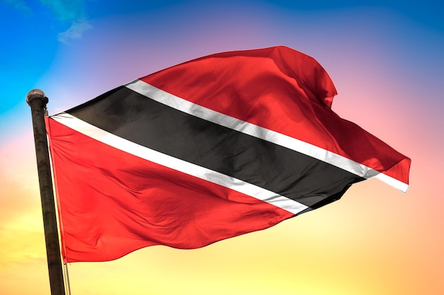 trinidad_and_tobago country flag, 3d flag, and color background.