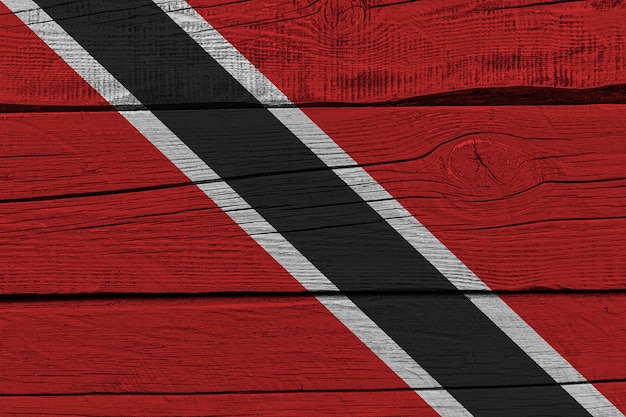 Trinidad and Tobago flag painted on old wood plank