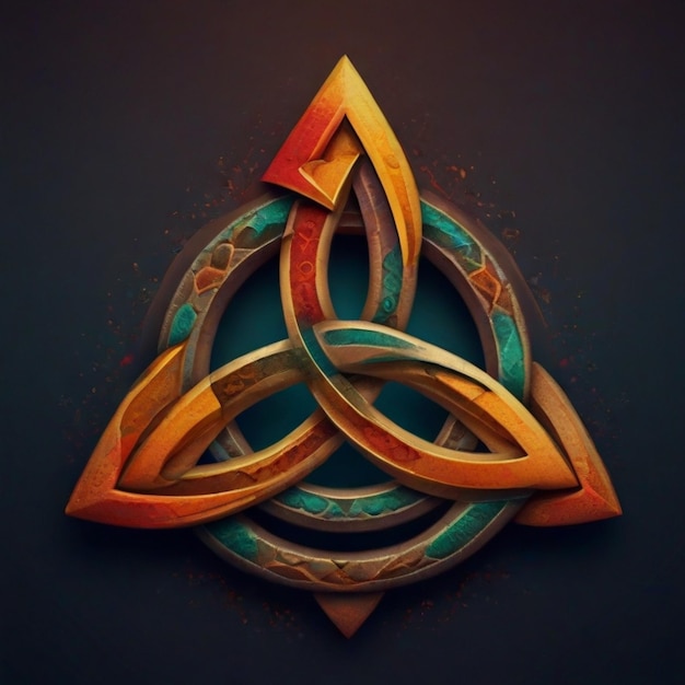 Trinity Knot triquetra symbol Golden icon Gold Glitters logo illustration