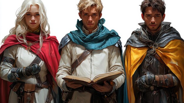 Photo a trio of fantasy adventurers ready for a quest