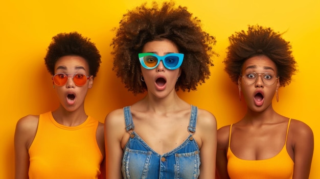 Trio of Surprised Young Women