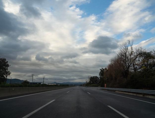 A trip along the E75 highway from Athens in bad weather