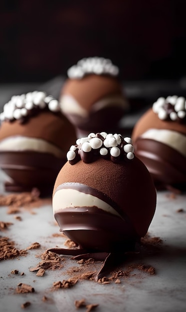 Triple Chocolate Mousse Balls AI generation