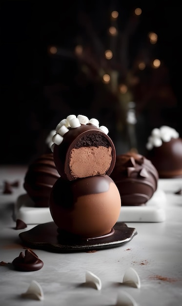 Triple Chocolate Mousse Balls AI generation