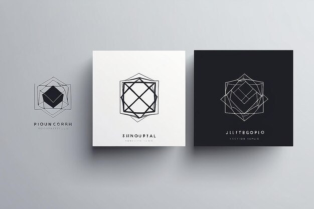 Photo triple geometry abstract minimal vector sign symbol or logo and business card