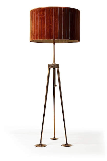 Photo tripod floor lamp with brown pleated fabric shade