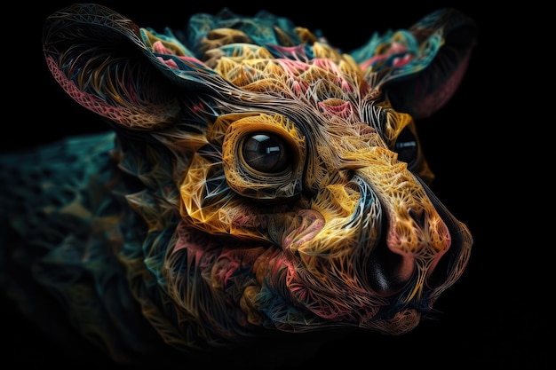 Trippy animal with its body and face twisted in unusual way looking sinister