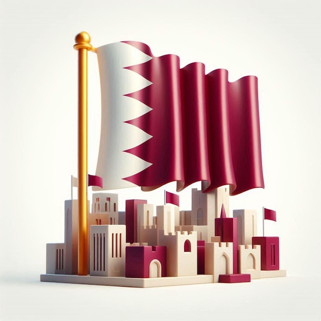 Photo a triptych of a cartoon character with the qatari flag