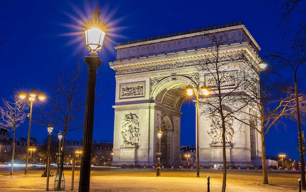 The Triumphal Arch in evening Paris France