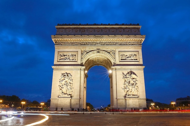 The Triumphal Arch in evening Paris France