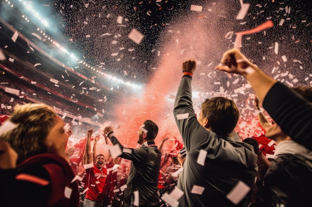 A triumphant moment at a packed football stadium as 1