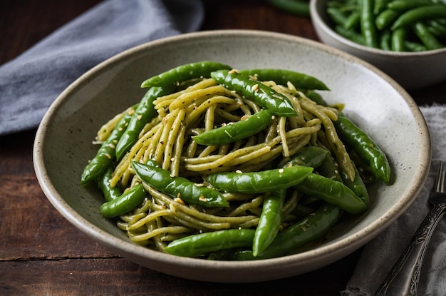 Trofie pasta with fresh pesto and green beans