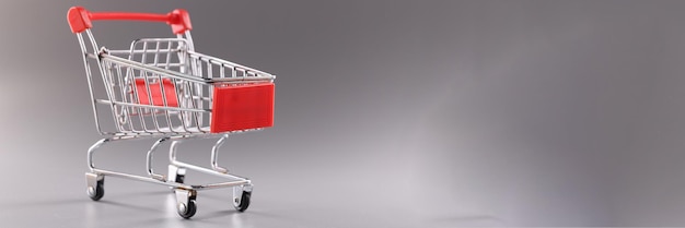 Trolley with chrome handle on gray background