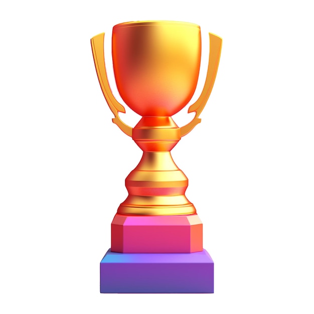 Trophy in 3D style trending color palette with Generative AI