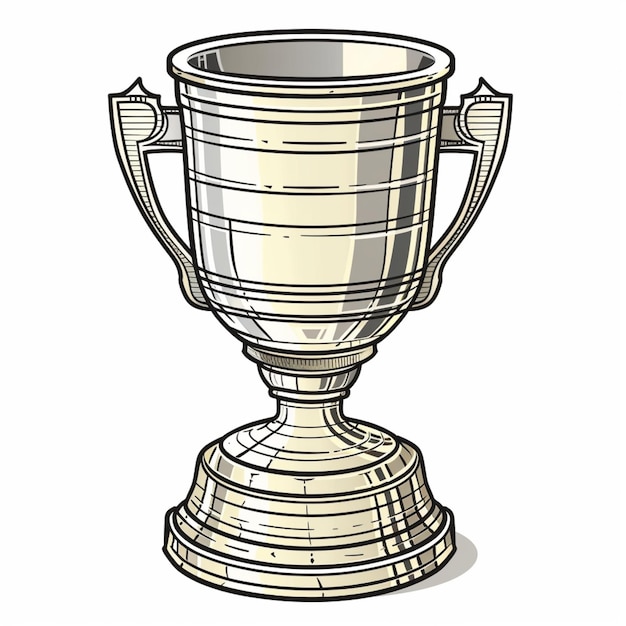 Trophy cartoon style cup white background