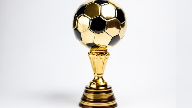 A trophy that has the word soccer on it