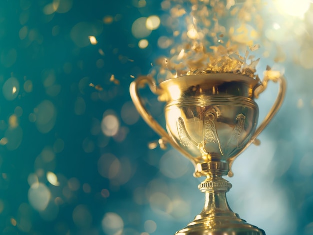 trophy with a blue background and sparkling gold Winning symbol