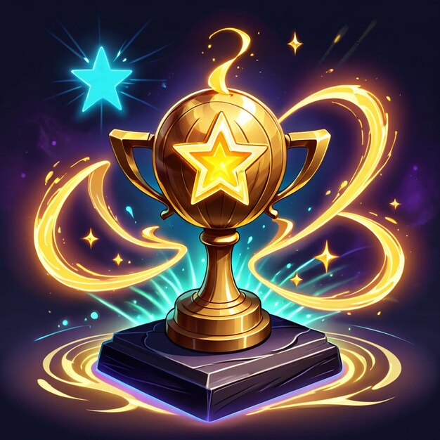 Photo a trophy with a star on it is on a black background