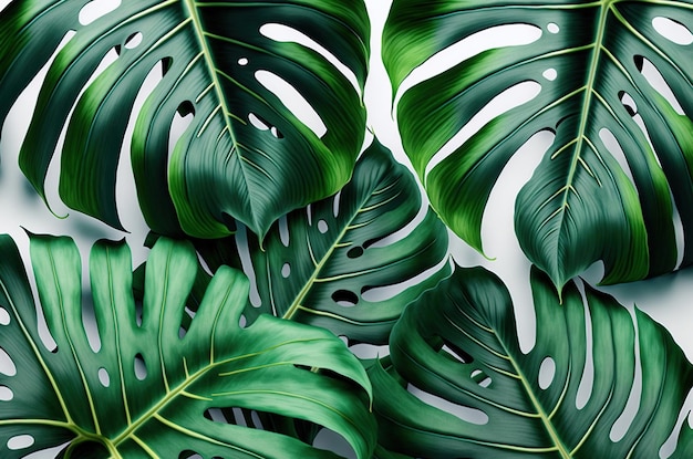 Tropical background with monstera leaves.