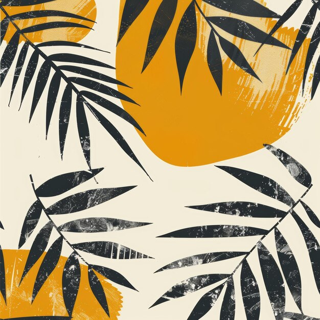 Photo tropical background with palm leaves hand drawn vector illustration