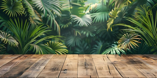 Tropical background wooden table background Ai Generated