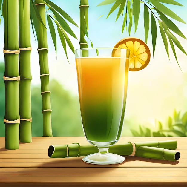 Tropical Bamboo Beverage in Glasses with EcoConscious Straws