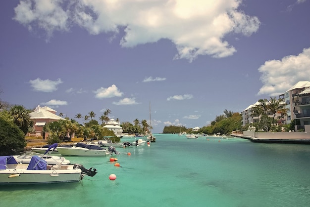 Tropical bay with yachts