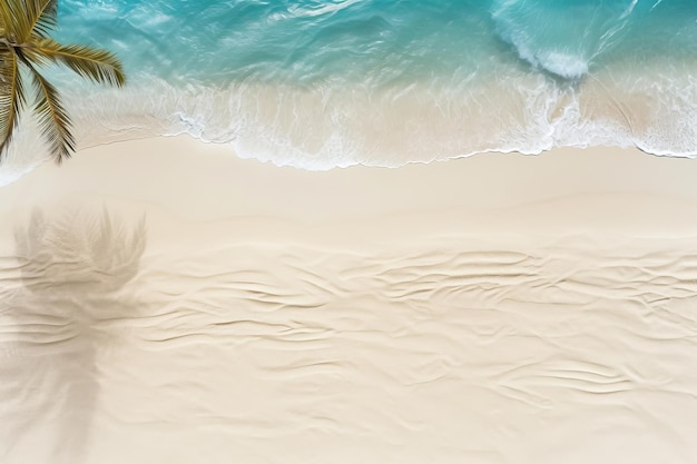 Tropical beach background with white sand palm tree shadowssummer holiday background Travel