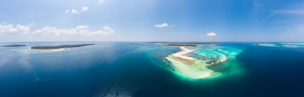 tropical beach island reef caribbean sea. White sand bar Snake Island, Indonesia Moluccas archipelago, Kei Islands, Banda Sea, travel destination