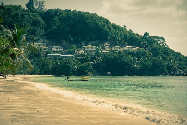 Tropical beach at Mahe island Seychelles