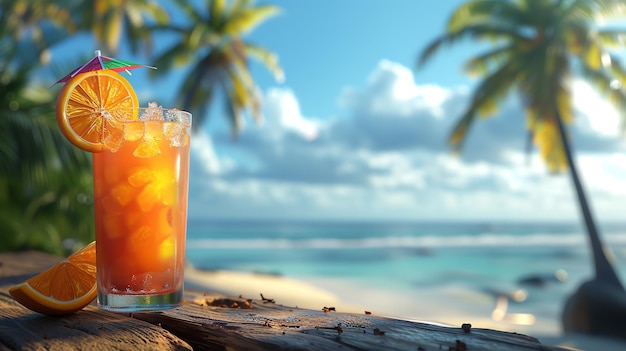 Tropical Beach Orange Cocktail Background