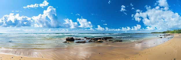 Photo tropical beach panorama with wide horizon