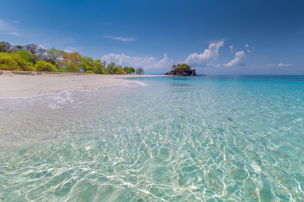 Tropical beach paradise and the blue sky at Khai Island in Satun Province, Thailand