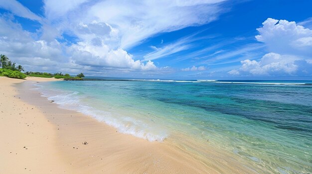 Tropical Beach Paradise with Crystal Clear Water and Blue Skies