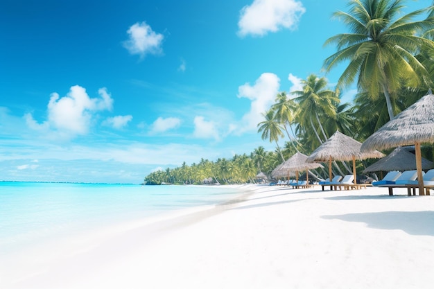 Tropical beach and sea in sunny day