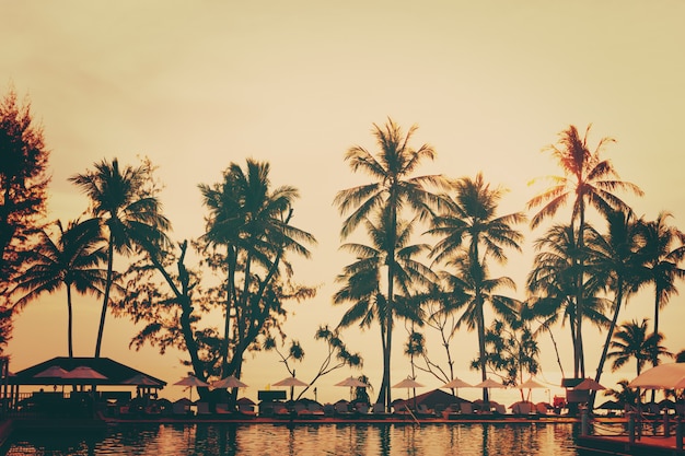 Tropical beach view with Palm trees