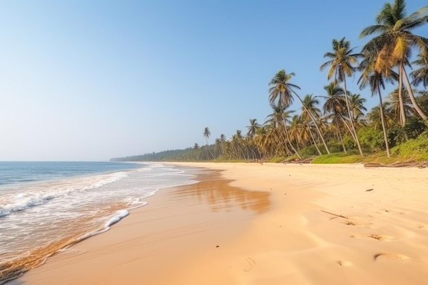 Tropical beach with palm trees and sand Generative ai