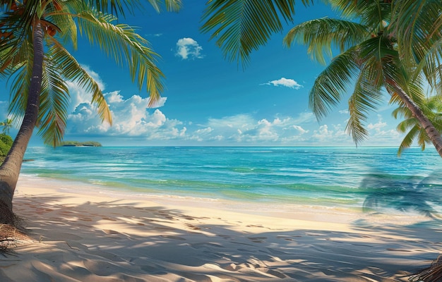 Tropical Beach With Palm Trees