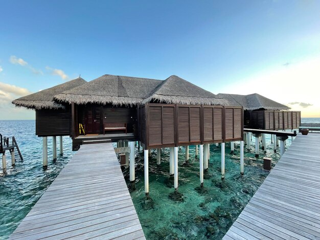 Tropical Beach with WaterBungalows on the Maldives