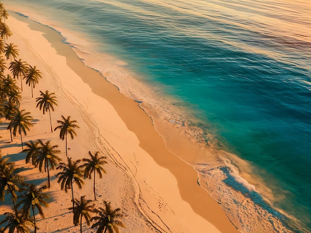 Tropical Beachscape with Coconut Palms at Sunrise